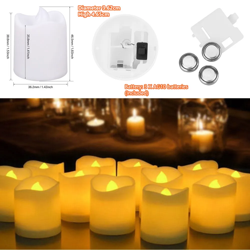 Velas LED sin llama luz cálida decorativa – 24 uds - imagen 2