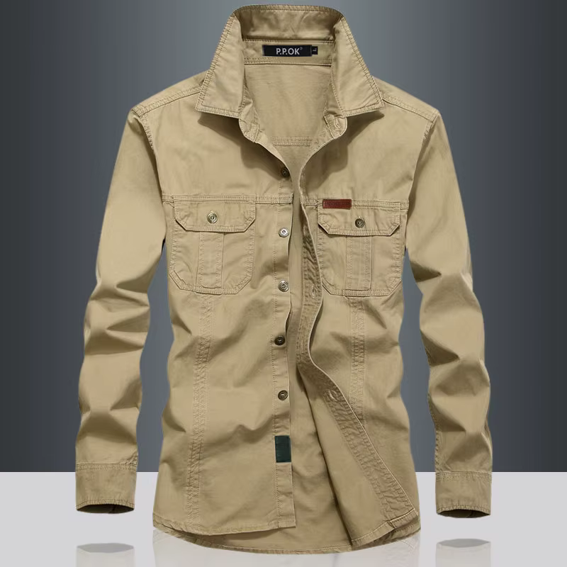 Camisa Algodón Puro 6XL Hombre – Informal Oversize Alta Calidad