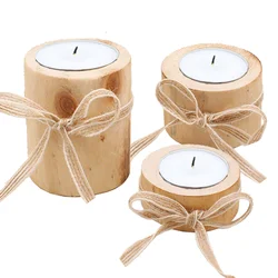 Portavelas de madera artesanal para bodas - Candelabro romántico