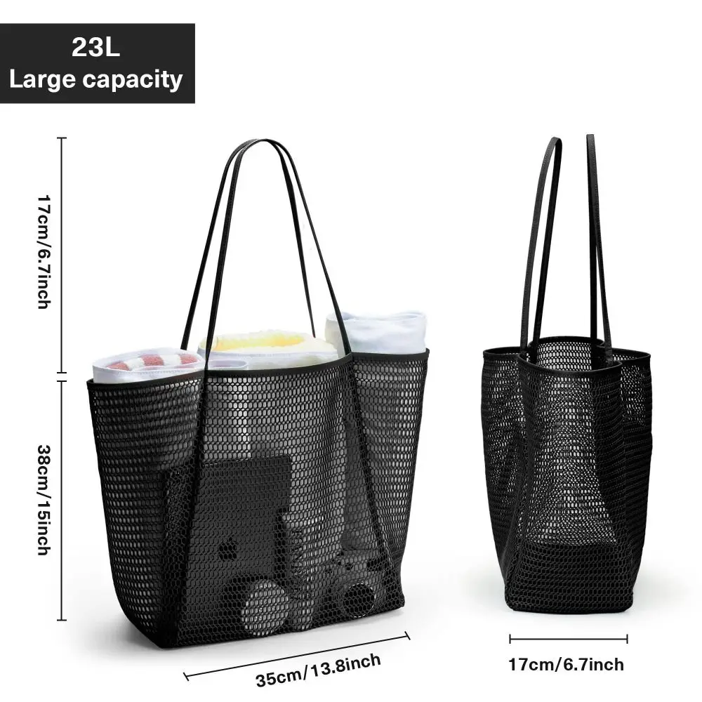 Bolso Tote Caqui de gran capacidad con bolsillos de malla - imagen 5