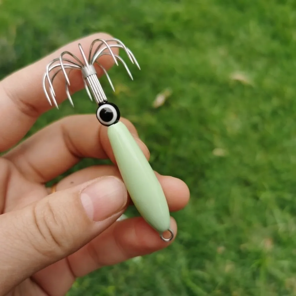 Señuelo de calamar luminoso con anzuelo y ojos de pez - imagen 4