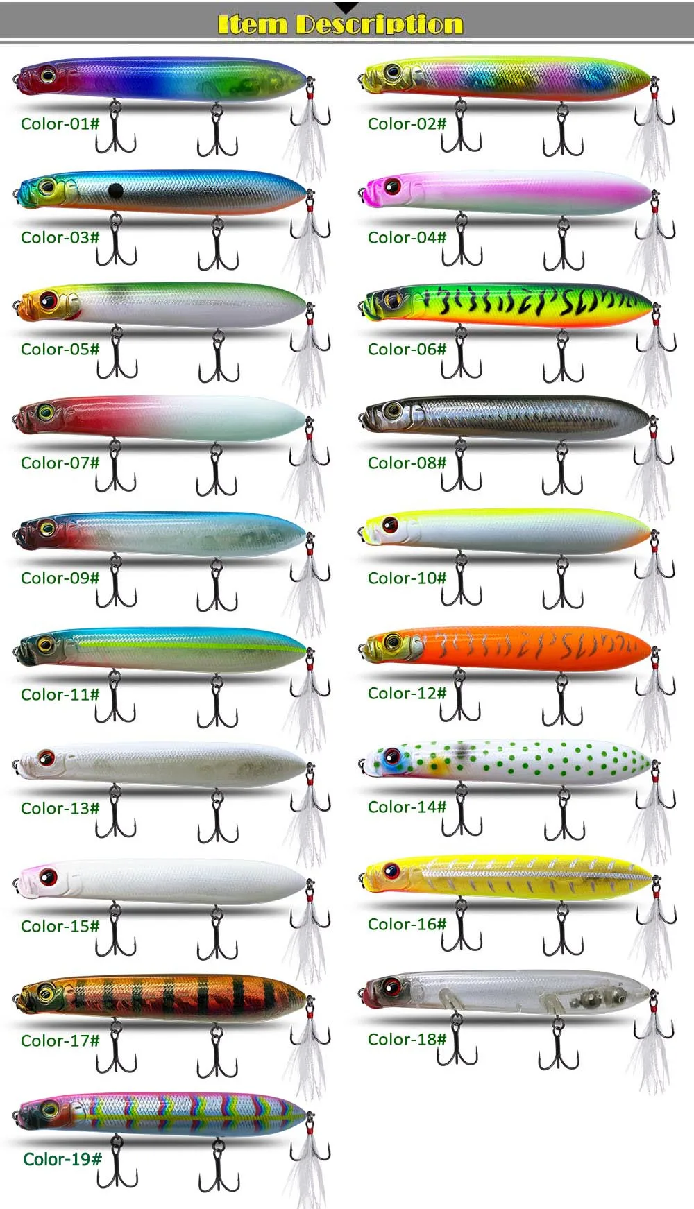 Acción de superficie para pesca jerk