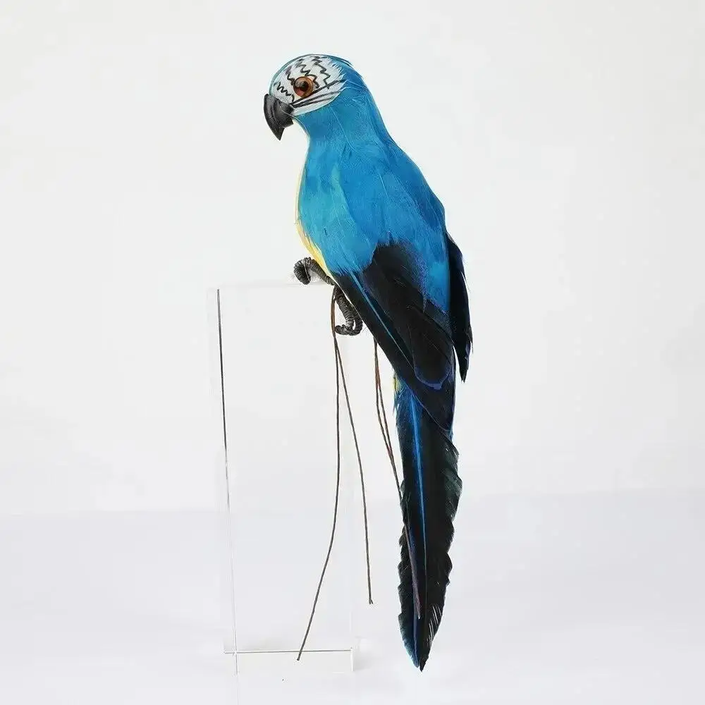 Figura de loro de simulación hecha a mano con plumas para jardín - imagen 3