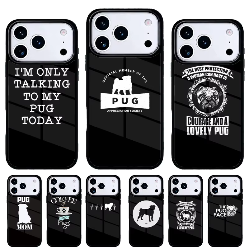 Funda iPhone con diseño de Pug y latidos de corazón