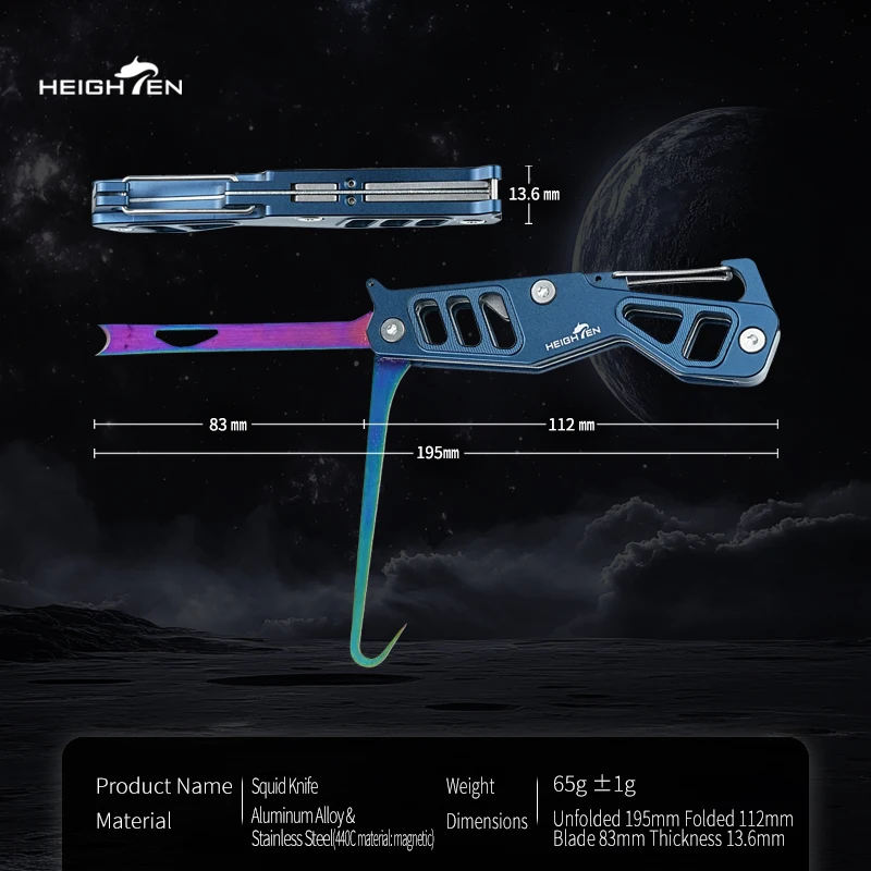 HEIGHTEN Cuchillo para calamar profesional - Hoja acero inoxidable - imagen 5