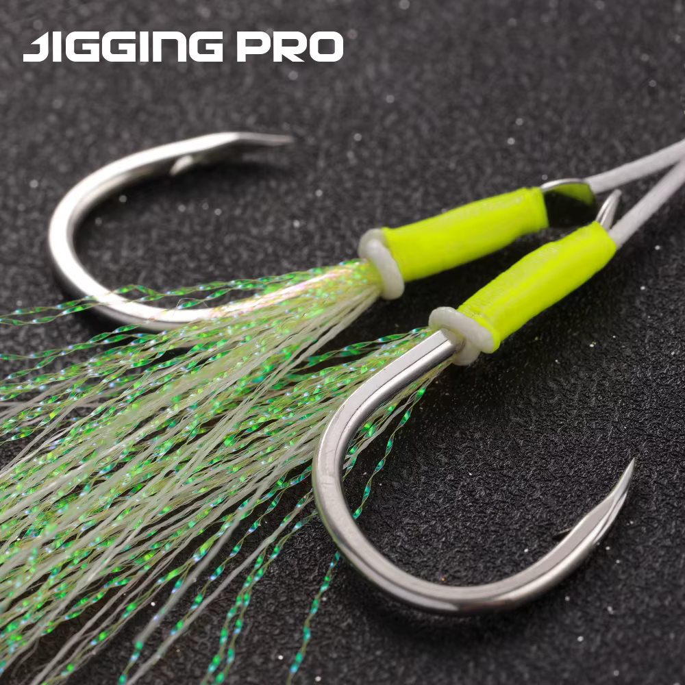Anzuelos Doble Asistencia Jiggingpro Slow Jigging Marino Fluorescentes - imagen 2