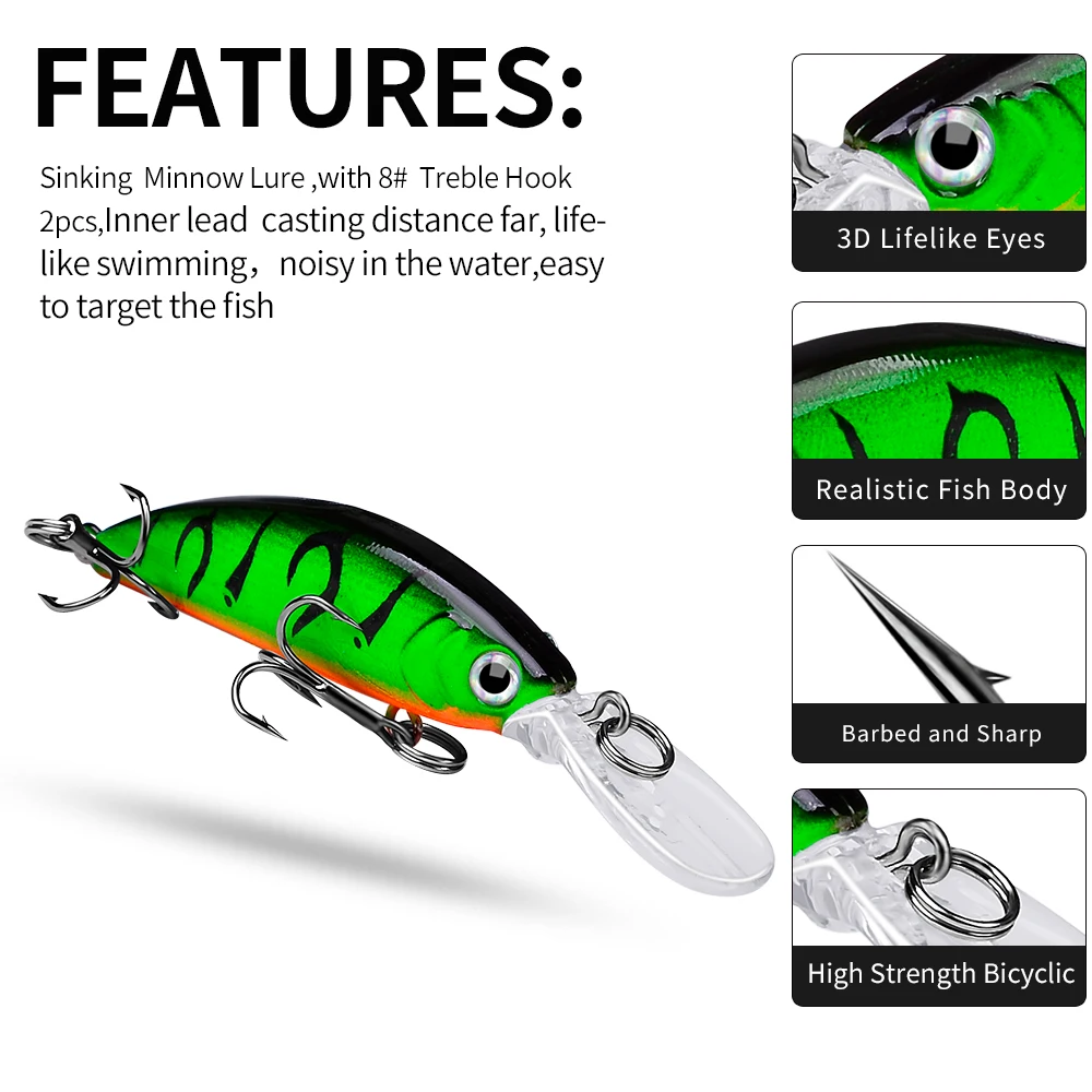 Señuelo Minnow Longmouth Proberos 3D Jerkbait de agua salada - imagen 2