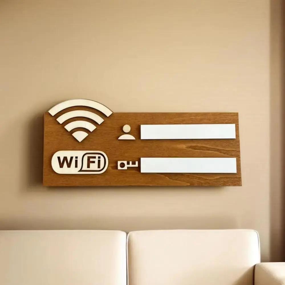 Letrero de contraseña WiFi de madera para pared reutilizable con escritura a mano