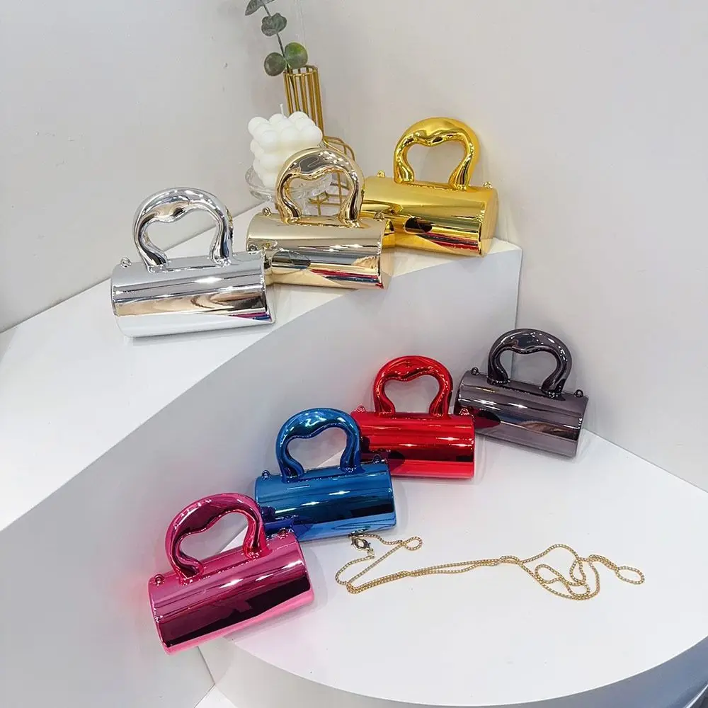 Mini bolso de mano dorado brillante de fiesta para mujer - imagen 3