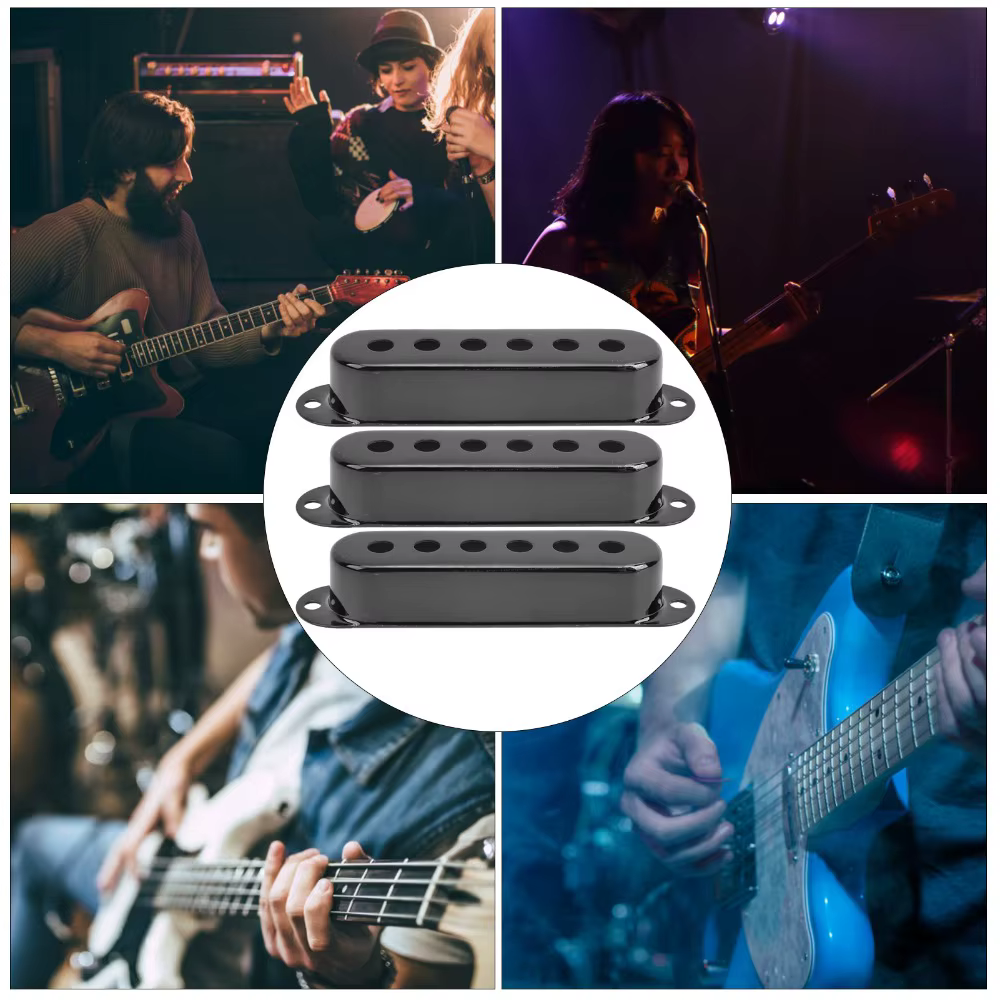Cubierta metálica negra para pastilla single coil de guitarra - imagen 2