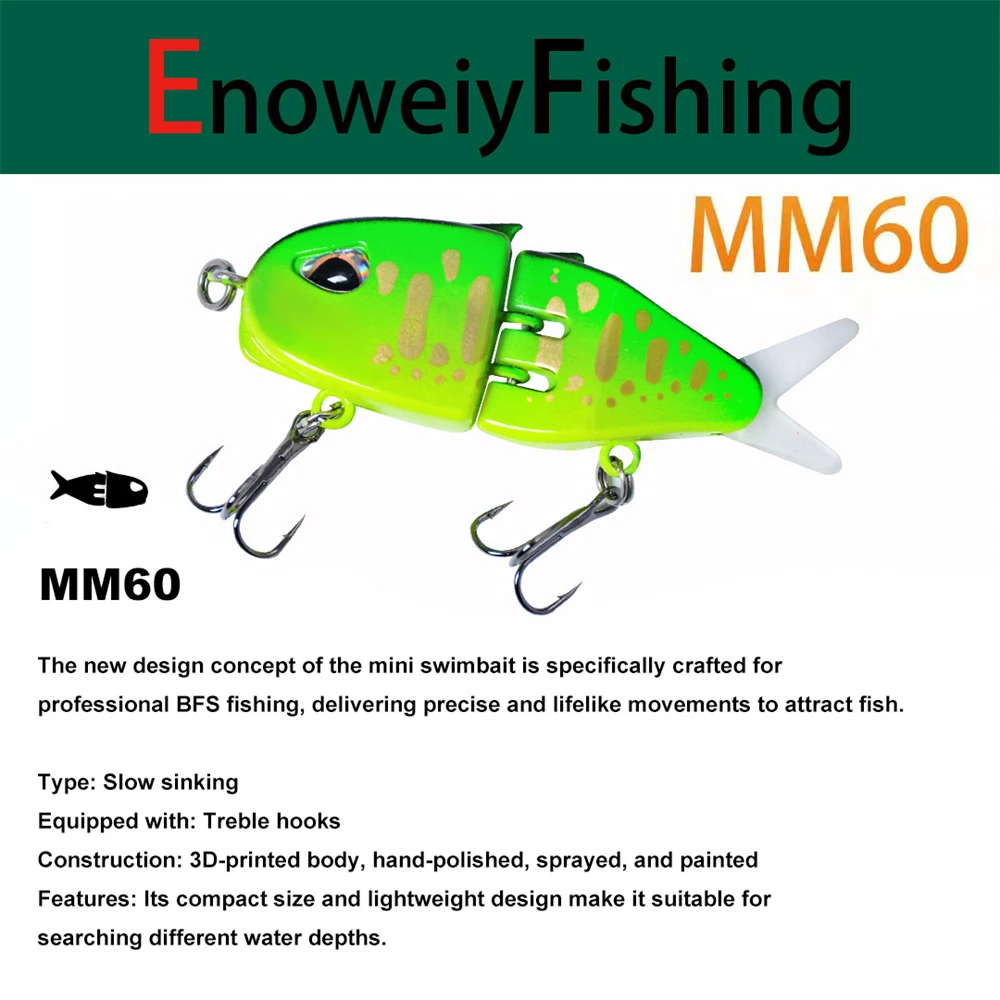 Mini swimbait BFS triple de hundimiento lento, 3D pintado a mano - imagen 4