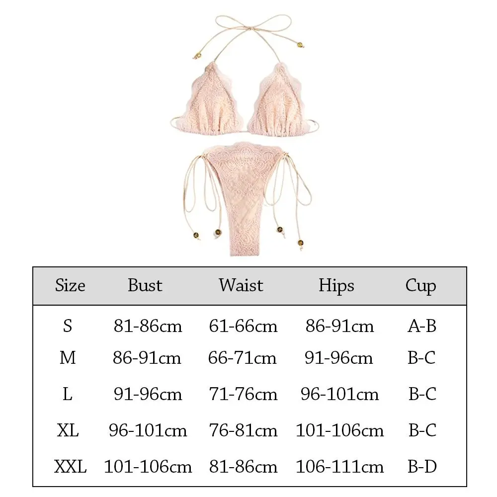 Bikini de encaje amarillo de dos piezas con estilo vacacional