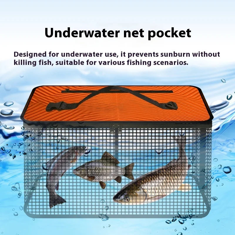 Cubo plegable para peces vivos en el mar con red - imagen 2
