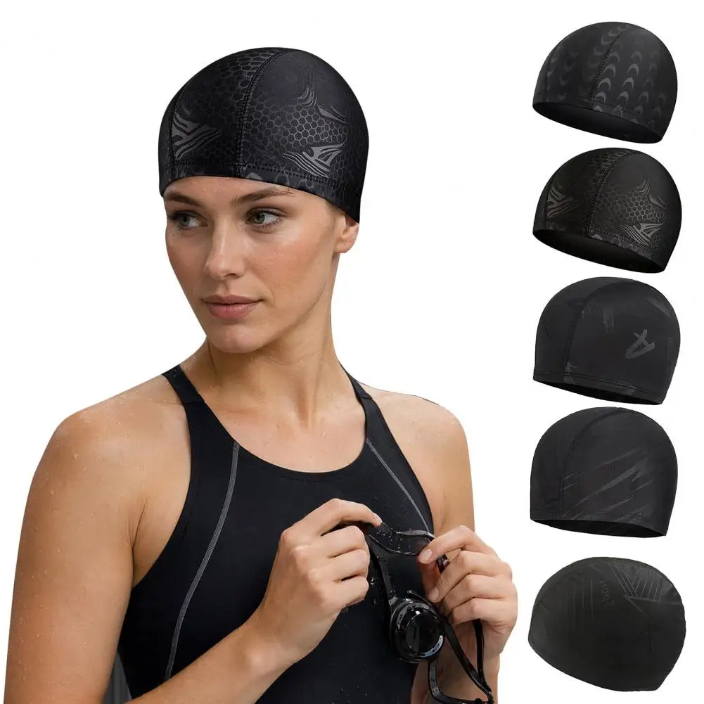Gorro de natación antideslizante y transpirable de tela elástica - imagen 4