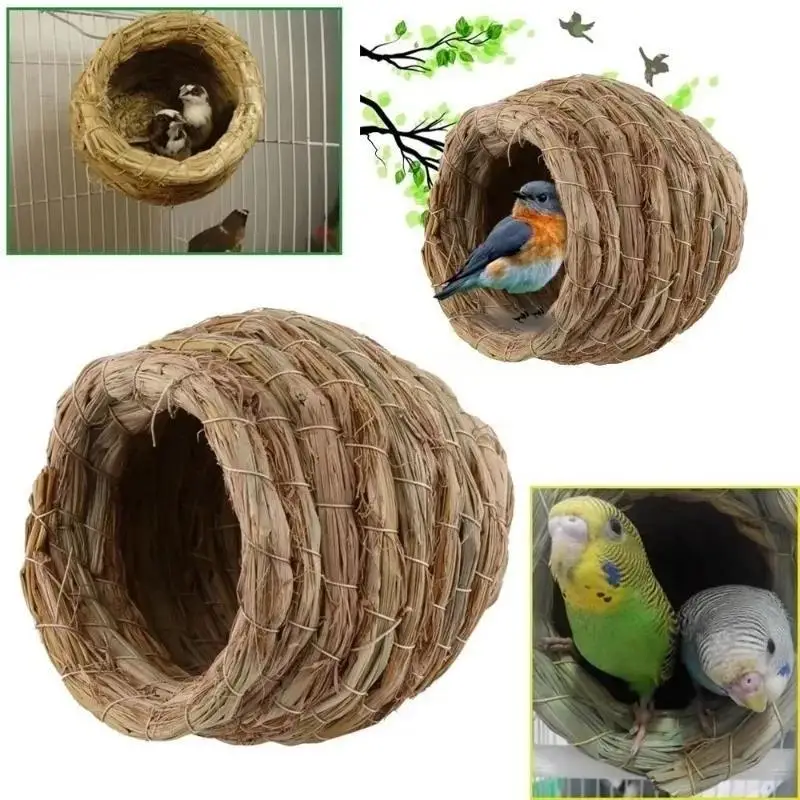 Nido colgante de hierba para loros y aves casita para dormir - imagen 4
