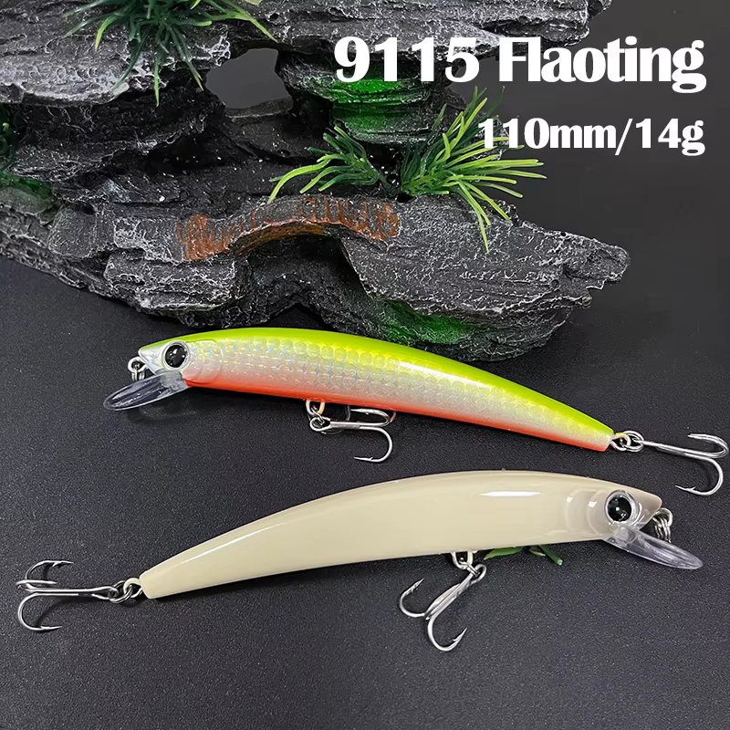 Wobbler Jerkbait flotante 3D para lubina de agua salada
