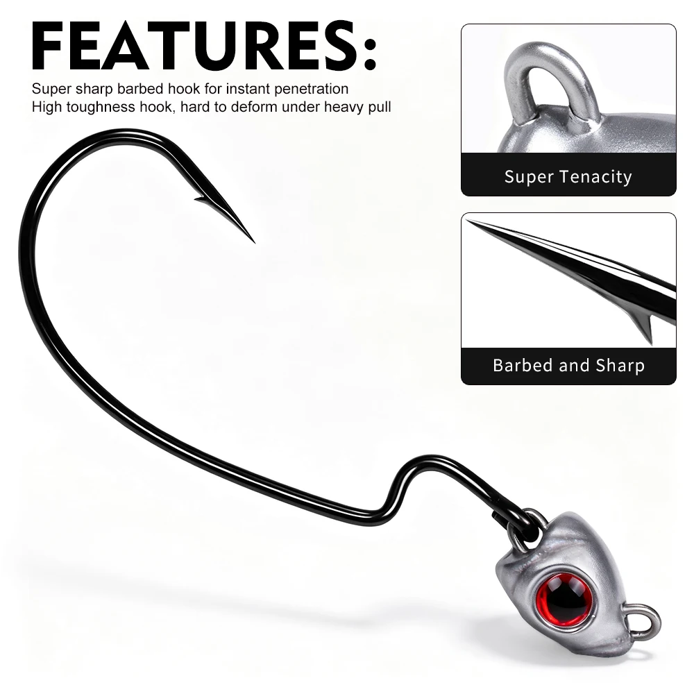 Anzuelos Weedless para vinilo Proberos Jig Head con ojos grandes - imagen 2