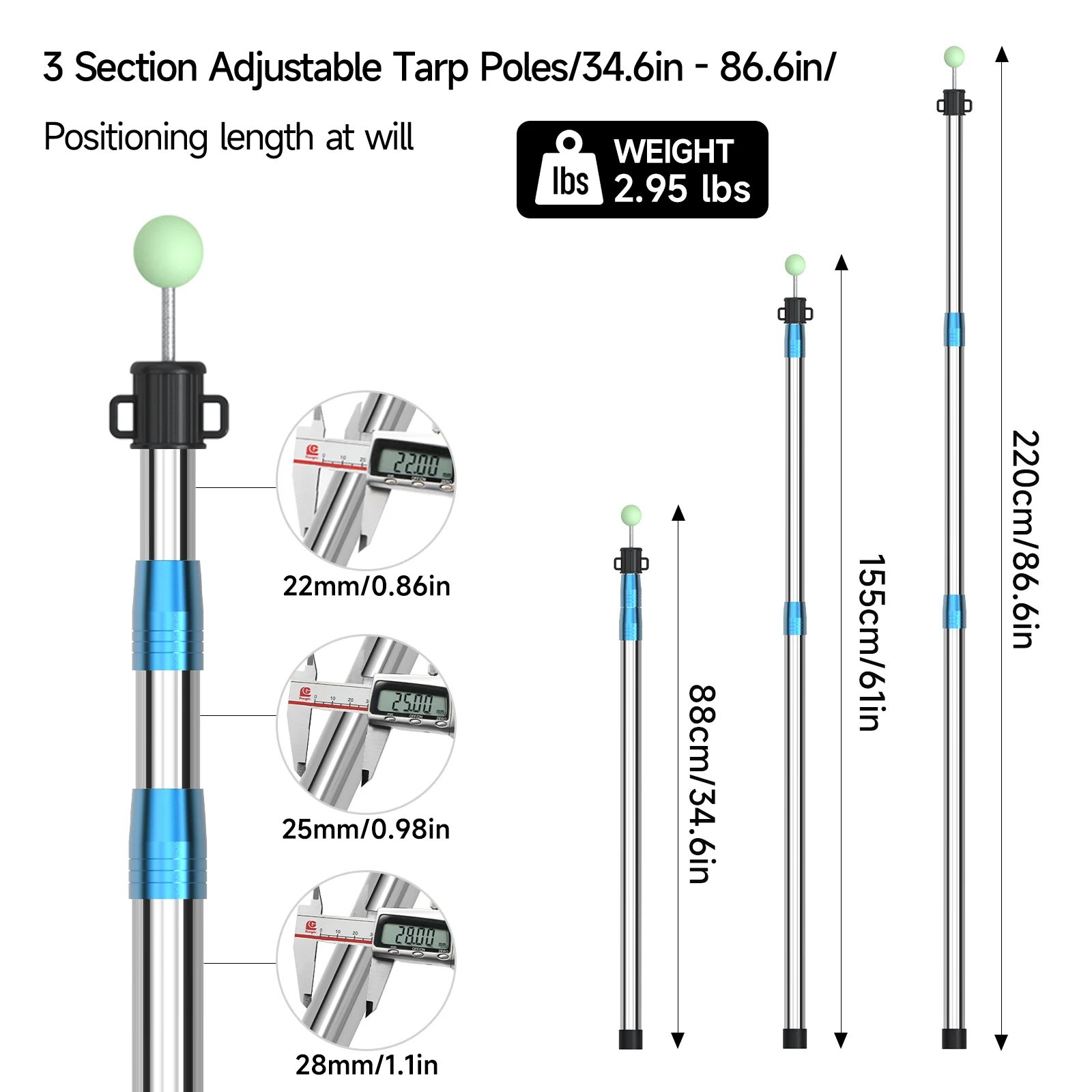 Postes telescópicos SANLIKE de acero inoxidable para toldo de pesca - imagen 5