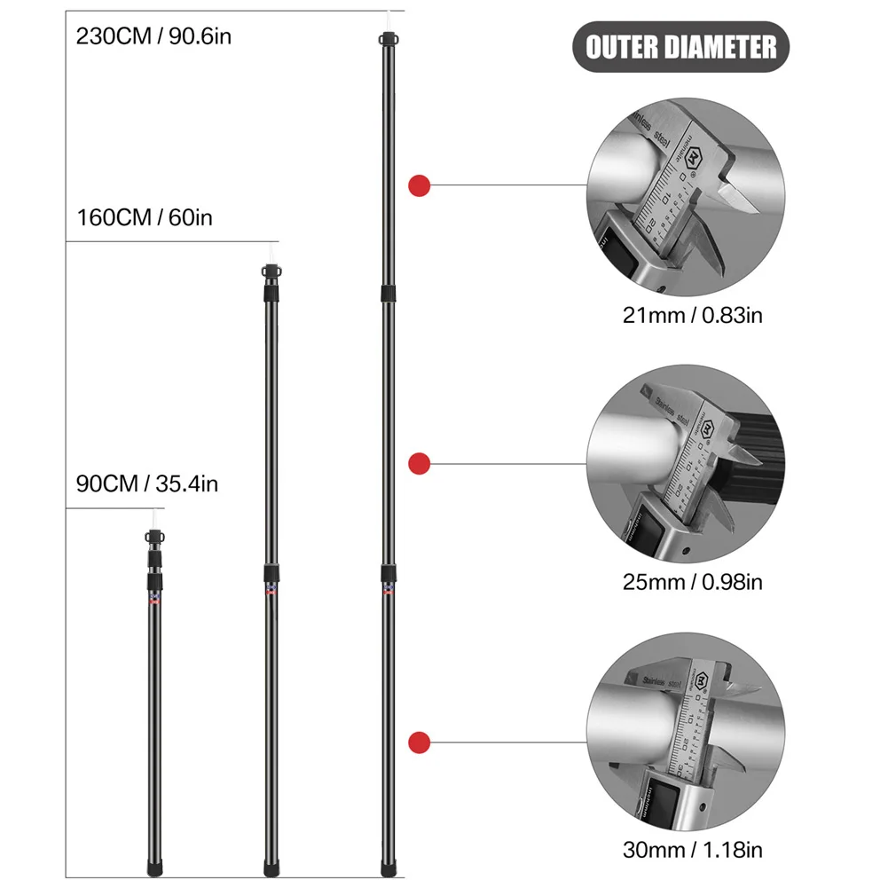Postes telescópicos de aluminio ajustables, listos para montar