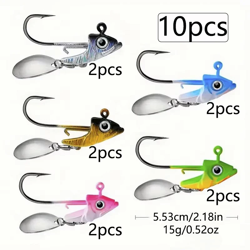 Señuelos Jig Head con spinner y cuchara duros para vinilo pesca