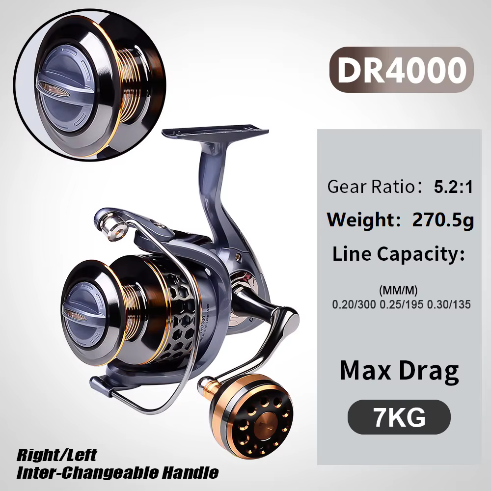 Carrete de pesca impermeable fibra carbono 5.2:1 bobina CNC alta mar - imagen 4