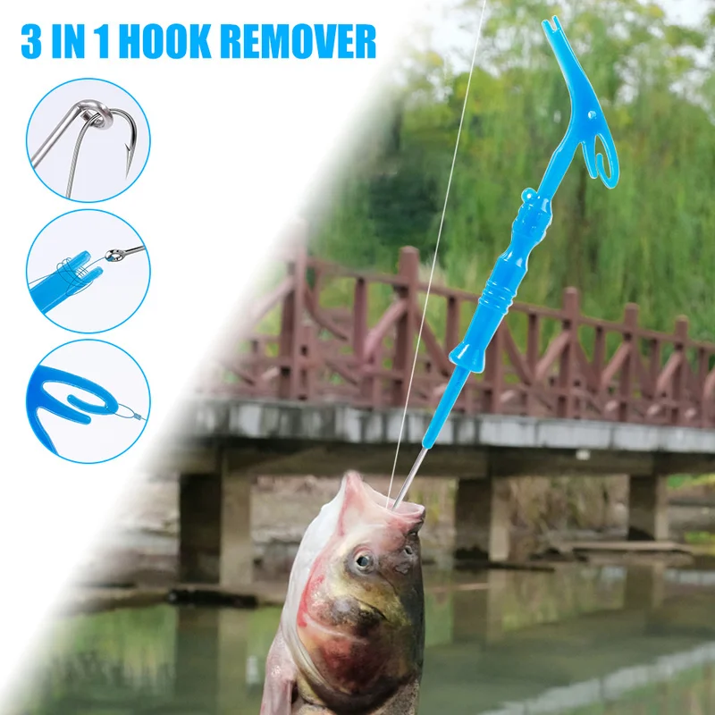 Pescador usando el removedor de anzuelos