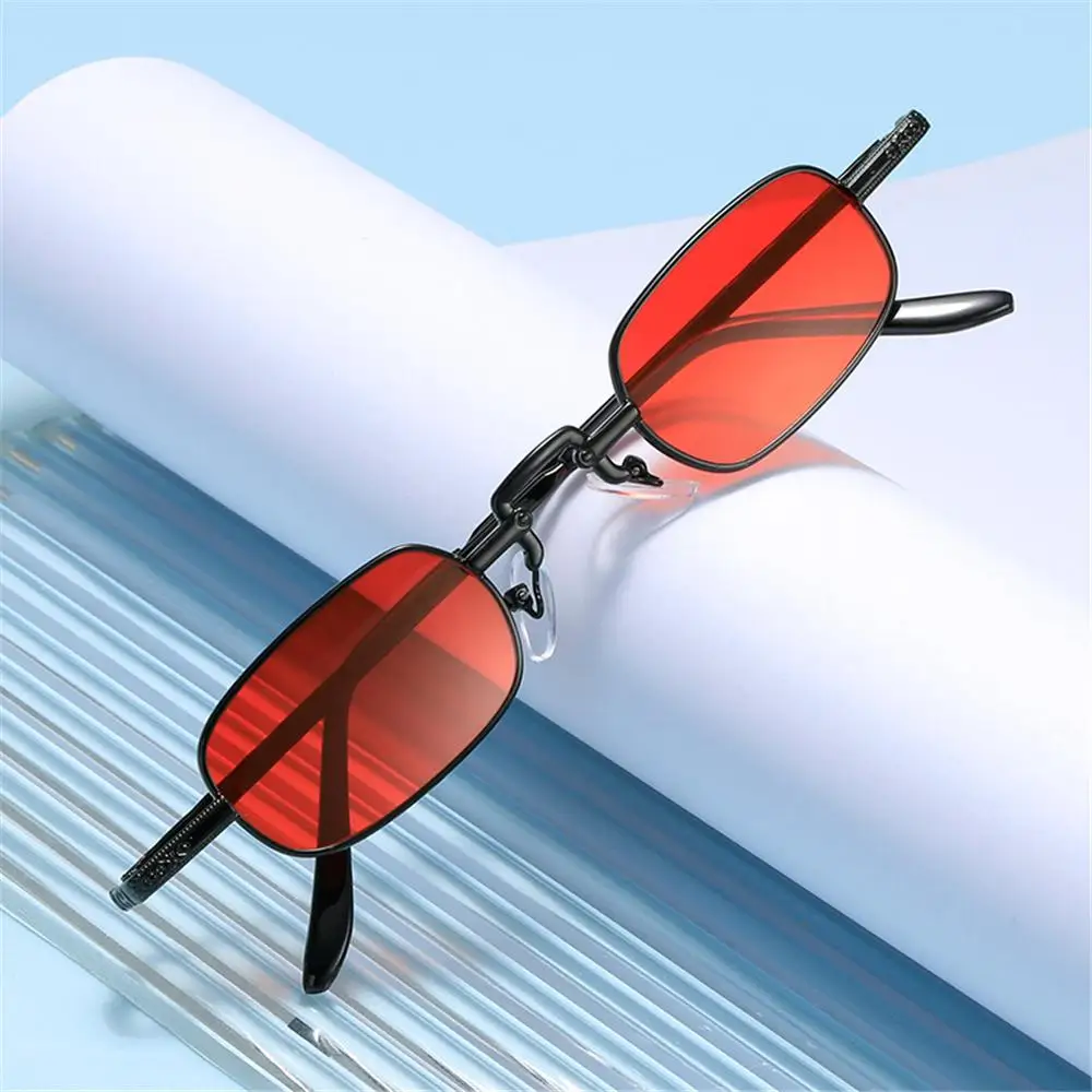 Gafas de sol retro rectangulares UV400 montura metálica Punk Vintage