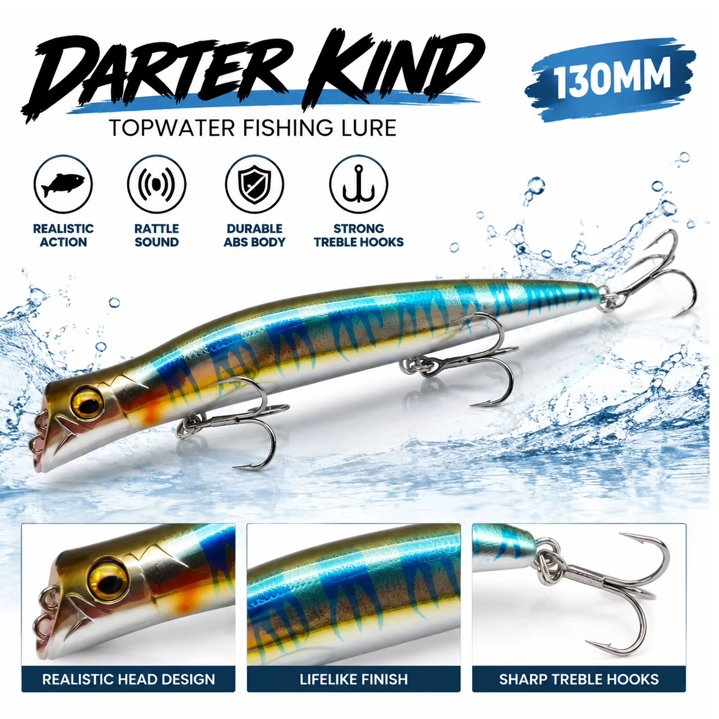ESFishing Popper Darter King – Señuelo flotante superficie - imagen 5