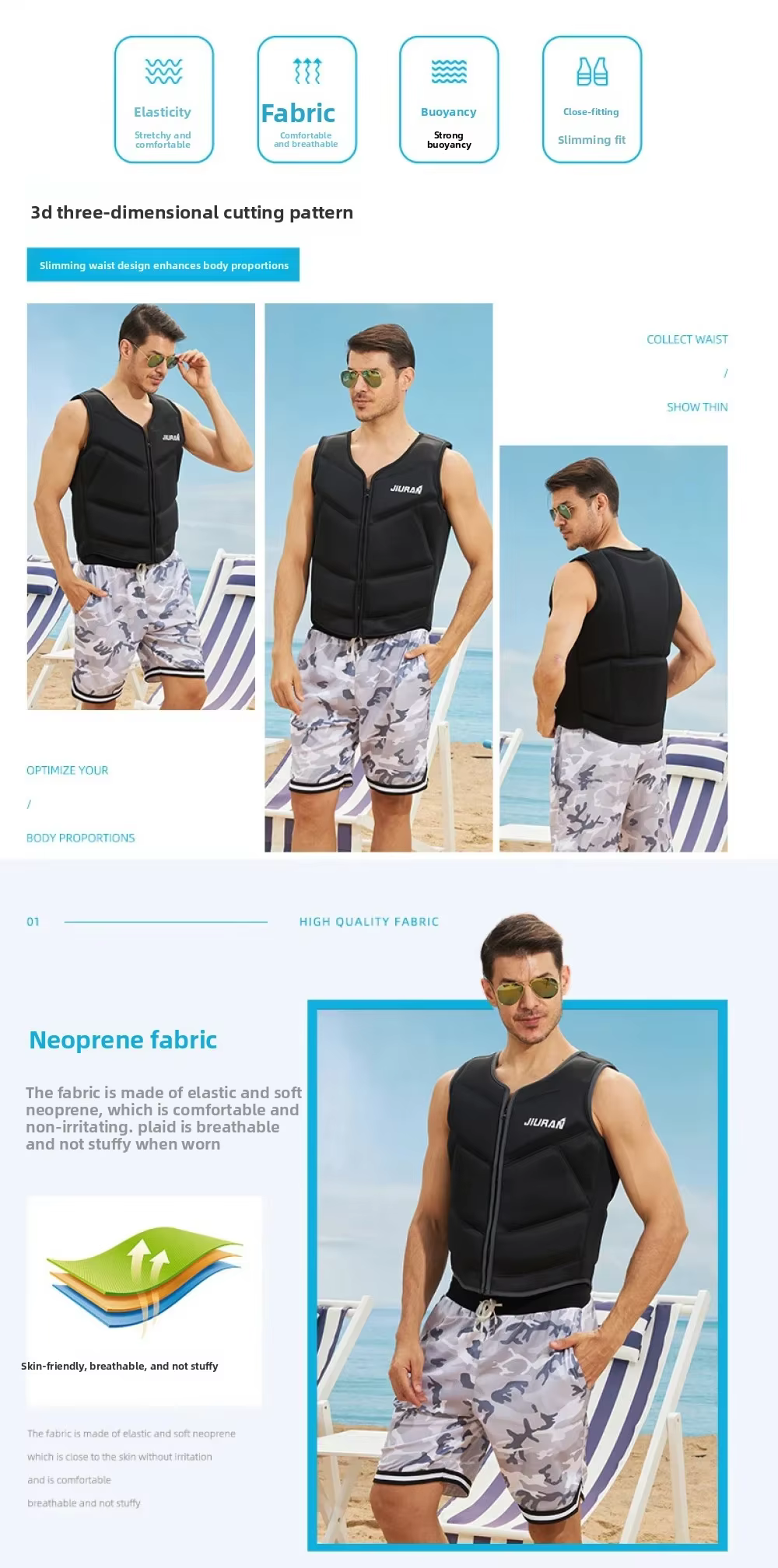 Chaleco auxiliar de flotación unisex para pesca y kayak