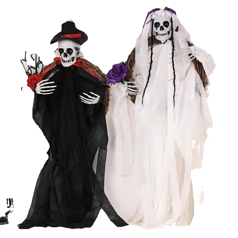 Guirnalda de ratán Halloween con colgante de esqueleto y fantasma - imagen 4