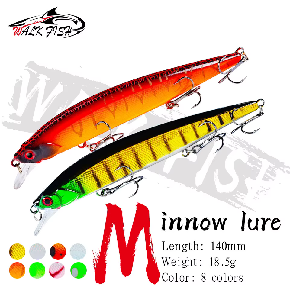 Wobbler Minnow 14 cm 18,5 g flotante con ojos 3D – señuelo realista - imagen 5