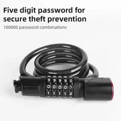 Candado para bici con código de seguridad y luz trasera USB recargable