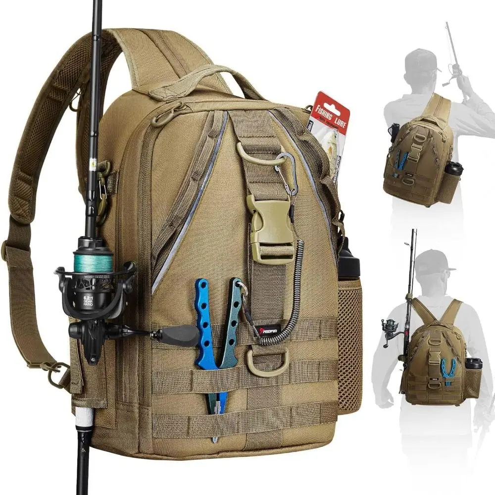 Mochila de pesca impermeable con soporte para cañas y hombro - imagen 4