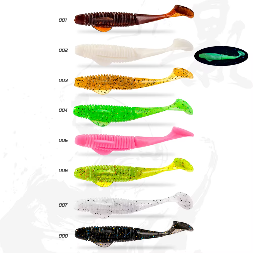 Señuelos de vinilo D1 Ribbed T-Tail para Lubina y Trucha - imagen 2