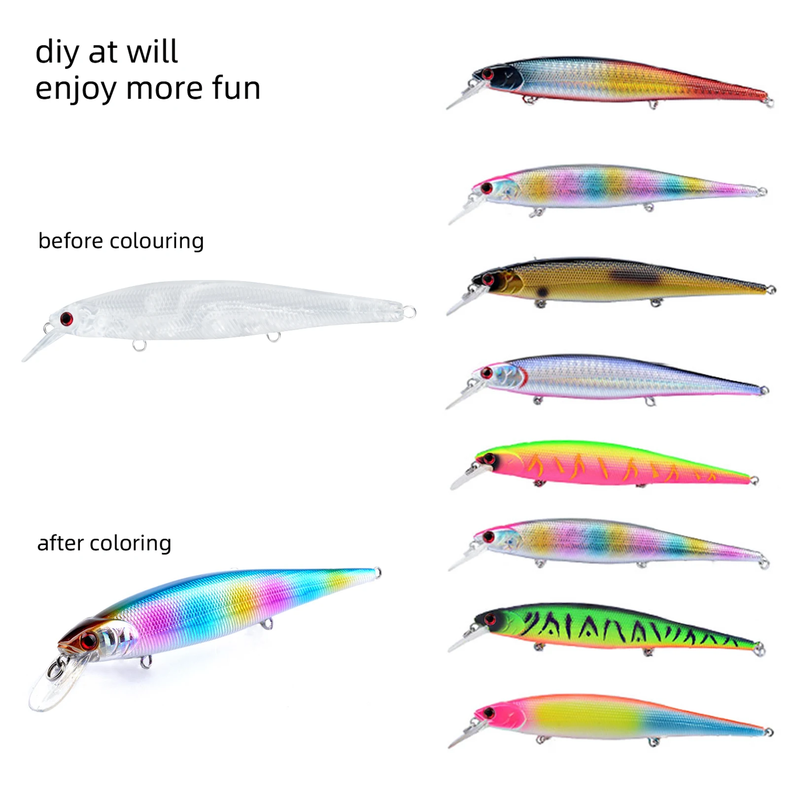 FREE FISHER señuelos Minnow sin pintar artificiales para personalizar