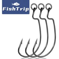 FishTrip EWG Anzuelos con anillo para Texas rig y lubina en agua dulce