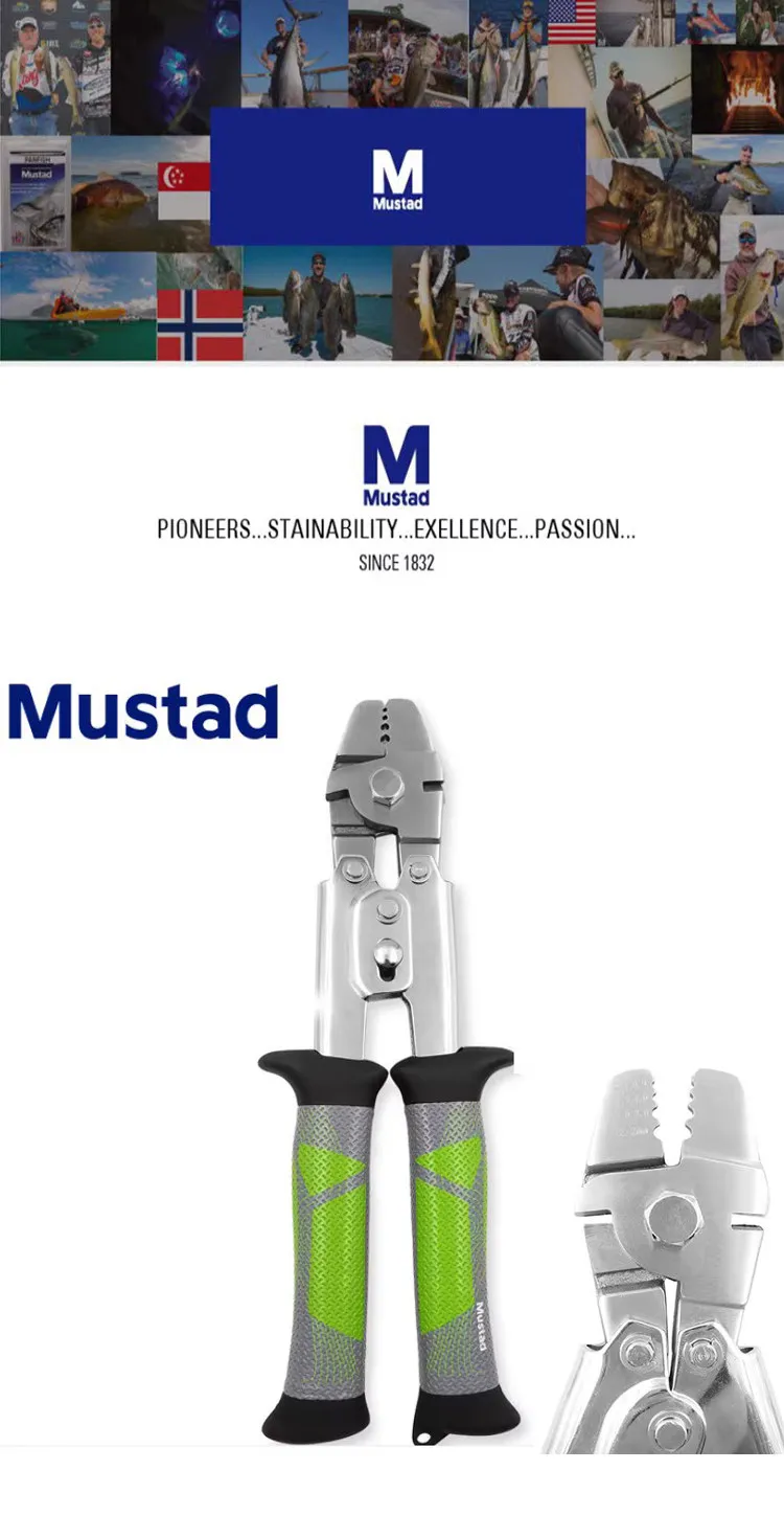 Alicates de crimpado marinos Mustad MT118 10 pulgadas, acero inoxidable