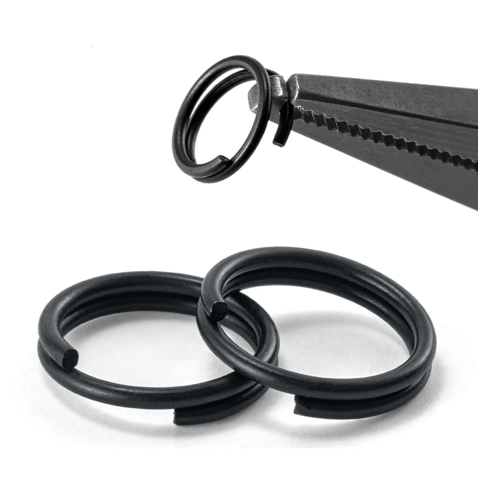 Anillos Split Acero Inox Negro Mate – Cambio Rápido de Anzuelos