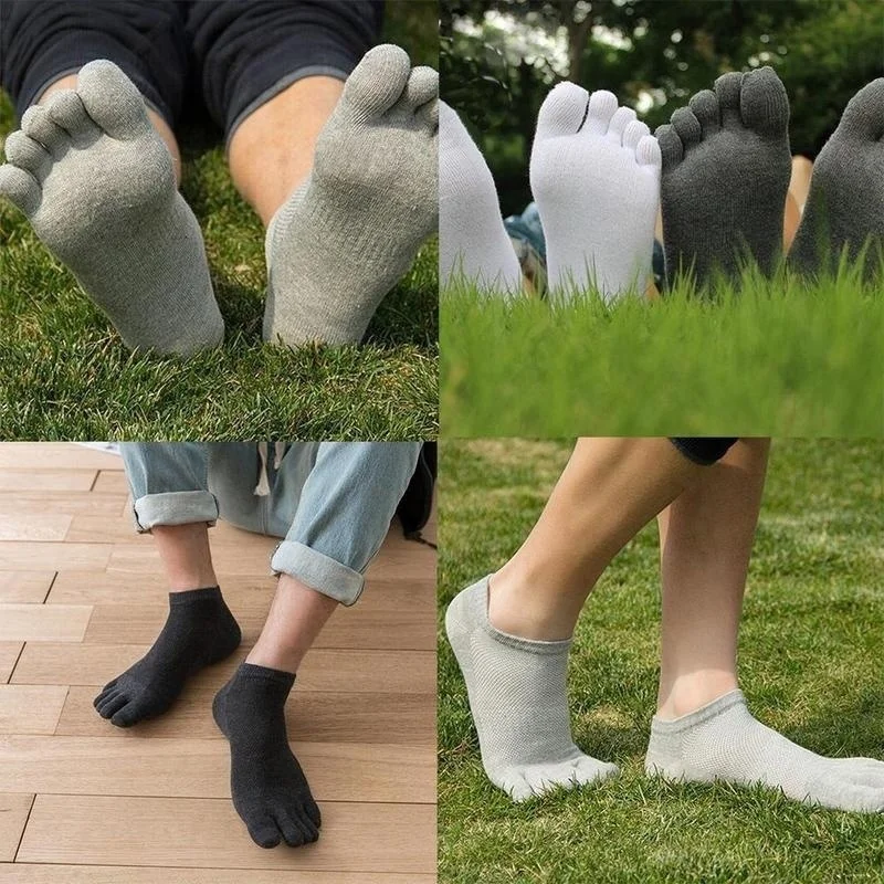 Calcetines cortos de cinco dedos en colores negro, blanco y gris