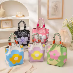 Bolso Tote Floral Tejido a Mano para Mujer – Gran Capacidad con Hebilla