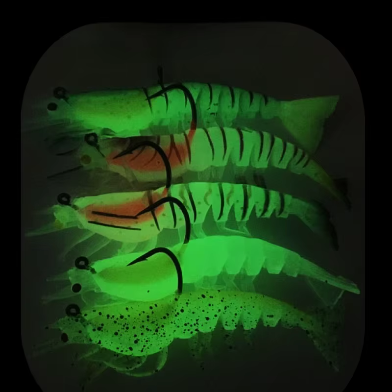 Señuelo vinilo camarón PVC luminoso – pesca suave - imagen 4