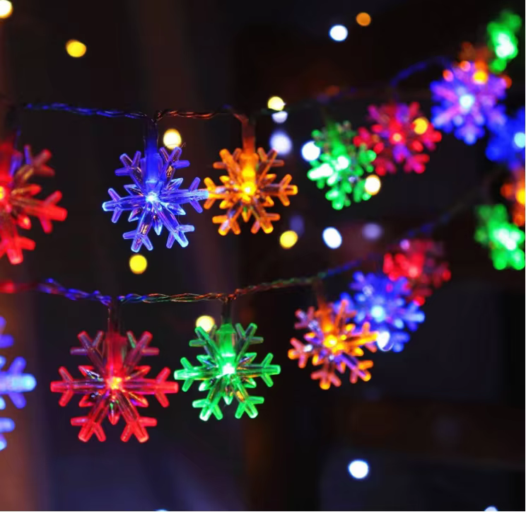 Detalle de los copos de nieve LED