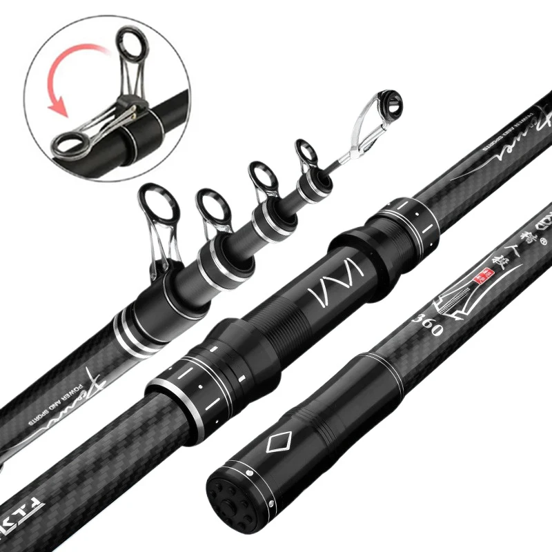 Caña telescópica de carbono giratoria portátil para surfcasting y baitcasting - imagen 2