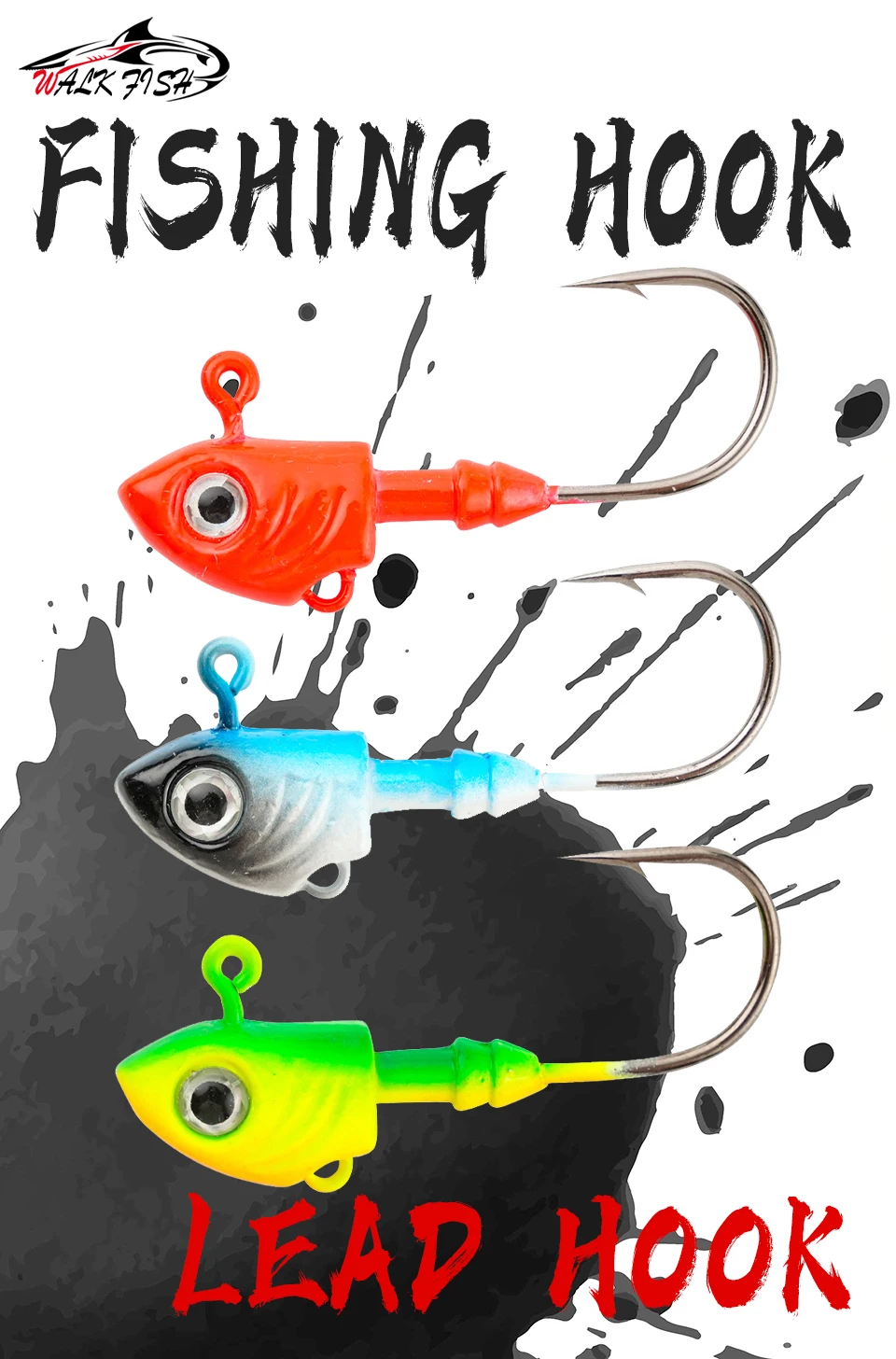 Anzuelo jig con cabeza de plomo y ojos 3D