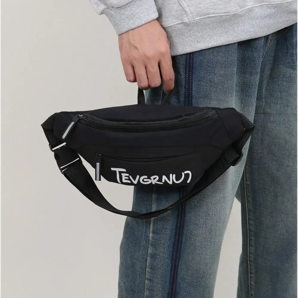 Riñonera de nylon y poliéster multibolsillos – Negro/Blanco