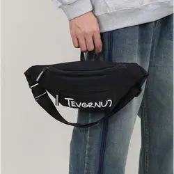 Riñonera de nylon y poliéster multibolsillos – Negro/Blanco