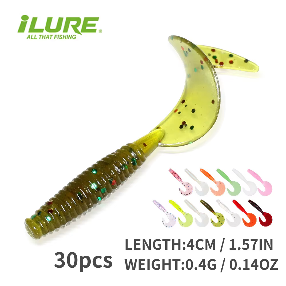 ILure Señuelos Blandos Silicona 4cm – Swimbait Shad con Cola Espiral