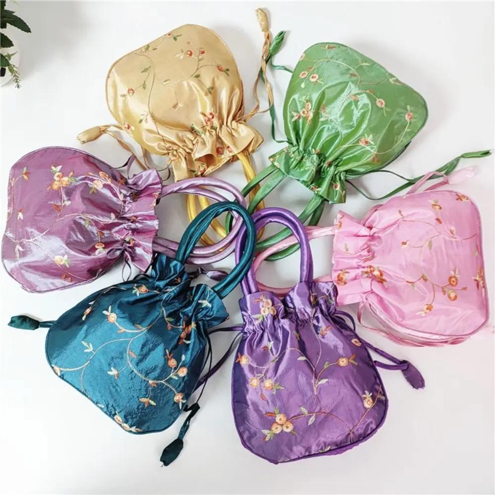 Bolso tipo cubo bordado con flores étnicas para mujer, hecho a mano - imagen 2