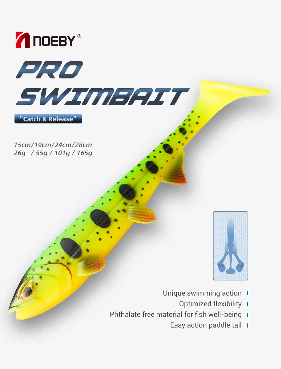 Swimbait de silicona NOEBY en acción