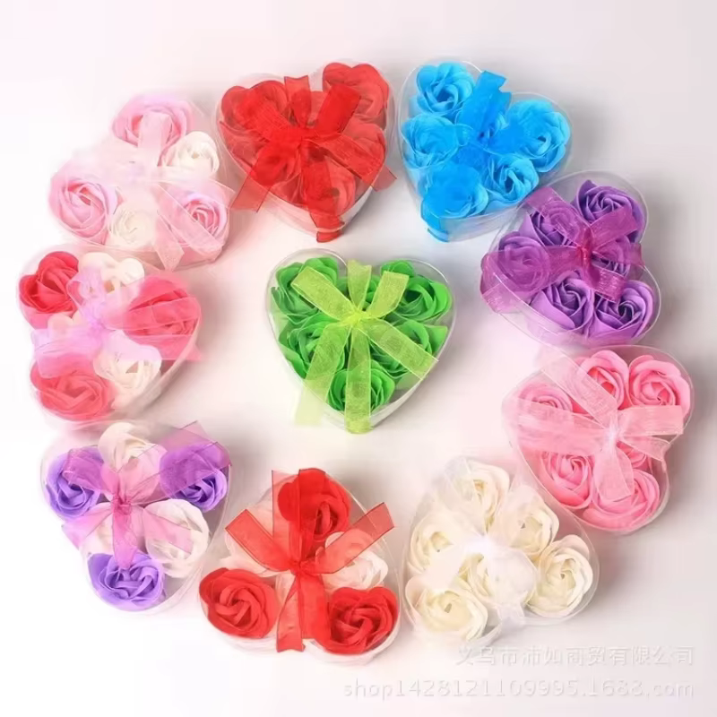 Jabón artesanal pétalos de rosa - Caja corazón regalo romántico - imagen 5